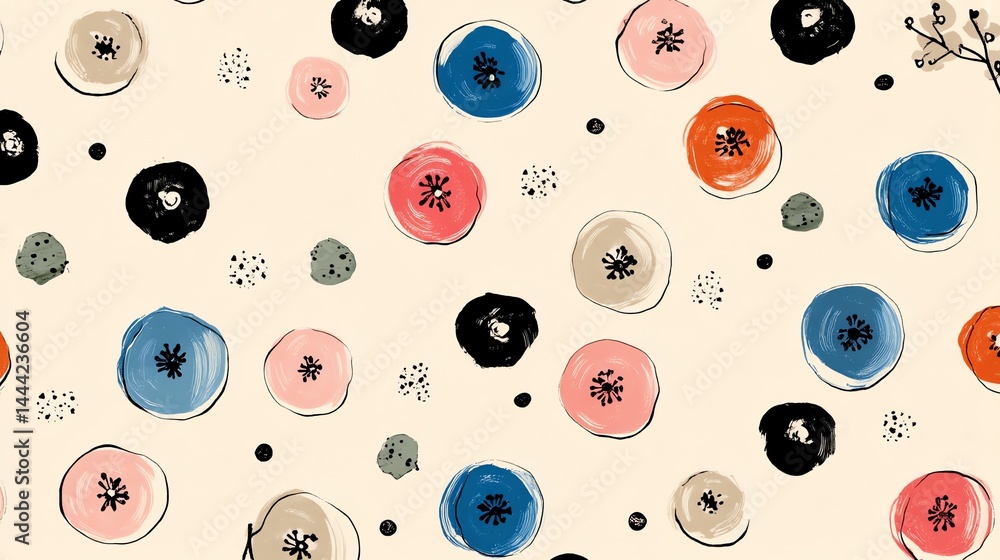 Aufkleber abstract floral pattern with colorful circles on light background for design