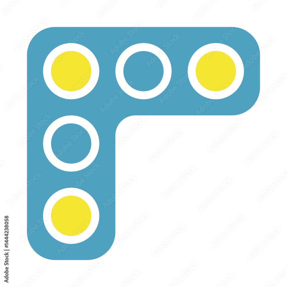 Poster abstract geometric shape composed of circles within a rounded blue structure