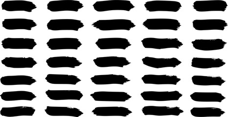 Brush line set. Vector calligraphy paint strokes. Vintage Chinese brushstrokes collection. Abstract black ink grungy lines, borders, emphasis underlines. EPS 10 version.