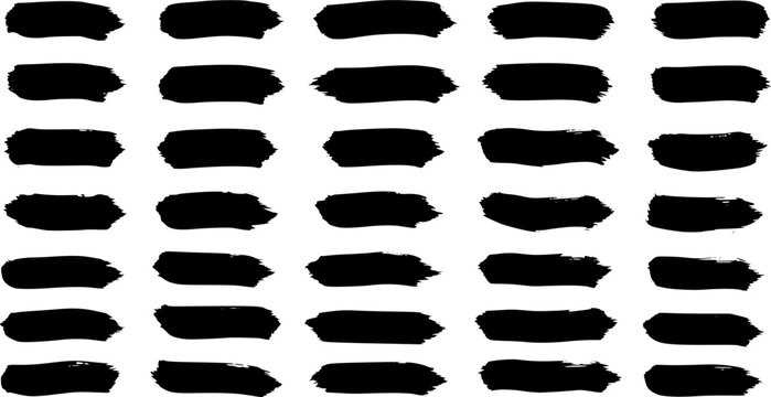 Brush line set. Vector calligraphy paint strokes. Vintage Chinese brushstrokes collection. Abstract black ink grungy lines, borders, emphasis underlines. EPS 10 version.