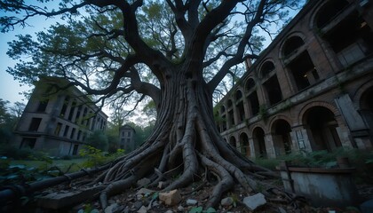 Obraz premium Ancient Tree Ruins Landscape