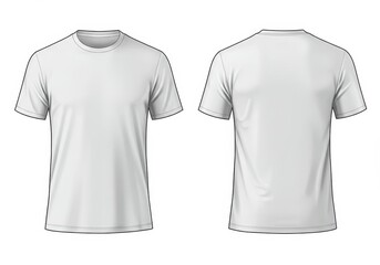 Two views of a plain white t shirt showing the front and back of the garment on a white background