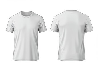 Two white t shirts displayed front and back views on a white background for fashion and apparel needs