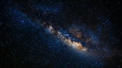 Fototapeta premium Stunning night sky milky way galaxy cosmic starscape image awe dark blue vast calm deep space black