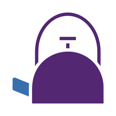 Stylized graphic purple kettle illustration against a crisp white backdrop