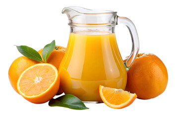tasty orange juice in jug isolated white background PNG