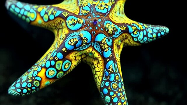 Starfish Wonders: A vibrant, eye-catching starfish with unique patterns in a serene aquatic habitat. Showcasing the beauty of marine life, this image is a treasure trove of marine biodiversity.