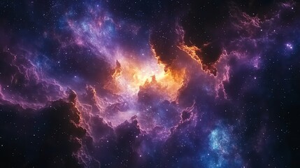 Cosmic Nebula Space Scene with Vibrant Colors and Stars