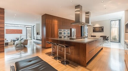 Modern kitchen with wooden accents and sleek design