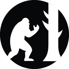 Epic Bigfoot Silhouette Vector Collection Featuring Forest, Mountain, and Mythical Cryptid Scenes in Minimalist Black Style