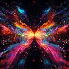 Vibrant Butterfly Galaxy Cosmic Art with Colorful Nebula