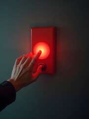 A Hand About to Press a Glowing Red Emergency Button