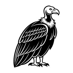 Obraz premium Silhouette of a vulture side profile, a black bird scavenger with detailed feathers