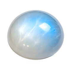 A moonstone viewed directly from above, glowing with a milky iridescence