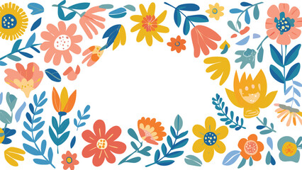 seamless pattern with flowers and leaves