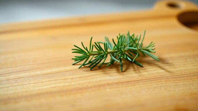 a sprig of rosemary on a cutting board