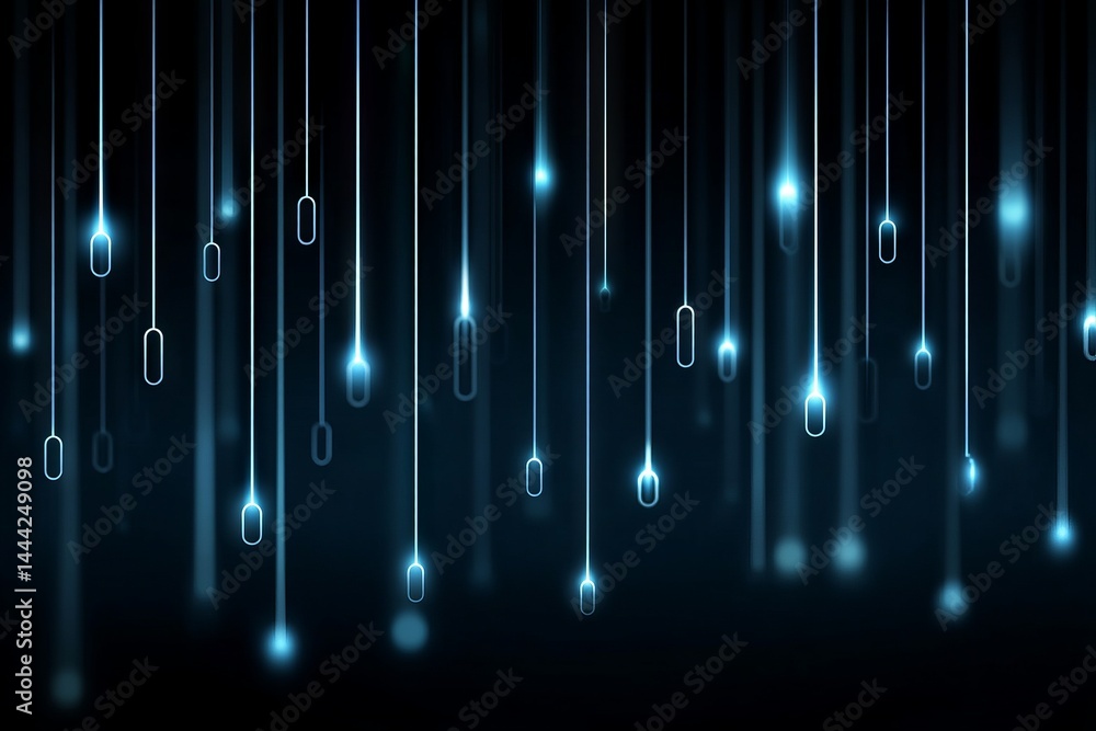 Poster a series of blue lines with a few white dots in the middle. digital background concept.