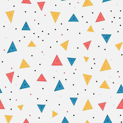 Abstract white background with colorful Memphis style seamless pattern. Creative minimalist style art background for children or trendy design with basic shapes. Simple childish scribble backdrop


