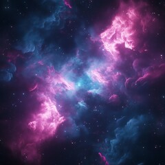 Fototapeta premium Cosmic Nebula Cloudscape in Pink and Blue Hues