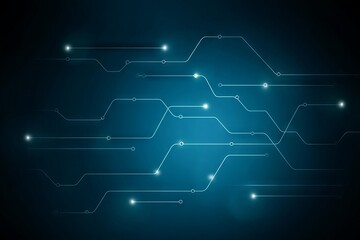 A blue background with many lines and dots. Digital background concept.