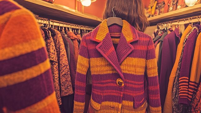 chic choices: a woman reflects on her stylish coat decision during black friday - perfect for your fashion-inspired home decor poster!