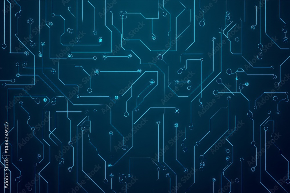 Aufkleber a blue background with many lines and dots. digital background concept.