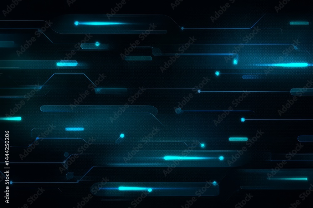 Poster a blue and white image of a computer screen with many lines and dots. digital background concept.