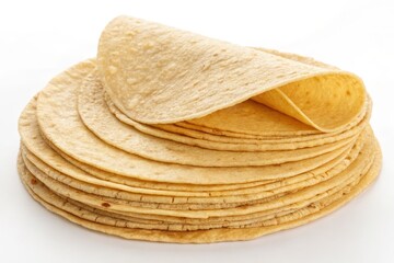 Stack of fresh, round tortillas ready for culinary use.