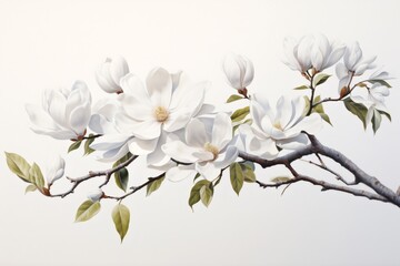 Obraz premium White magnolia flowers blooming on a branch