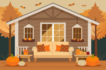 halloween pumpkin and house