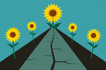 sunflower on the road