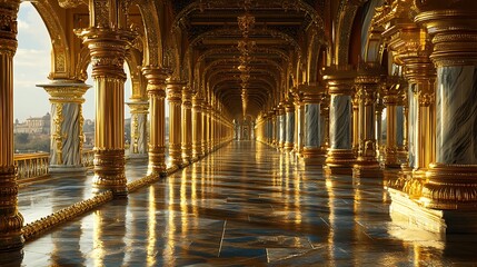 Golden palace corridor interior