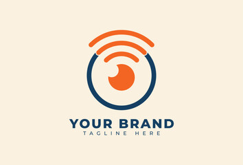 Eye with Wireless Internet Signal Icon Combination Logo Design Element