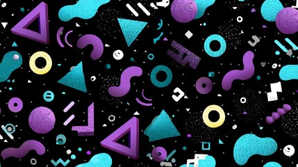 Geometric Shapes Pattern Background with Retro Style and Vibrant Colors