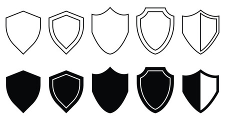 Vintage Shield Icon Set, Security and Protection Symbols