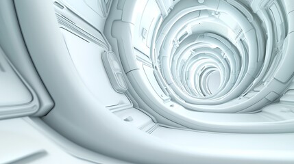 Obraz premium Abstract Tunnel Design in Futuristic White Environment and Curves