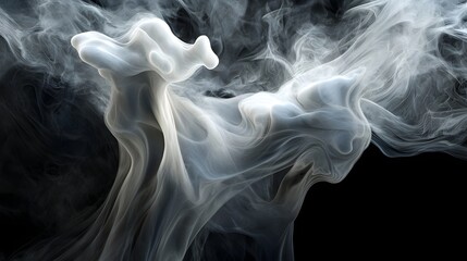 Fototapeta premium Ethereal Swirls of Smoke in Black Background Capturing Fluid Motion and Grace