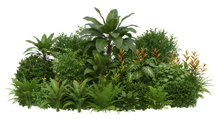 Fototapeta premium Lush Tropical Plant Arrangement with Green Foliage and Colorful Blooms