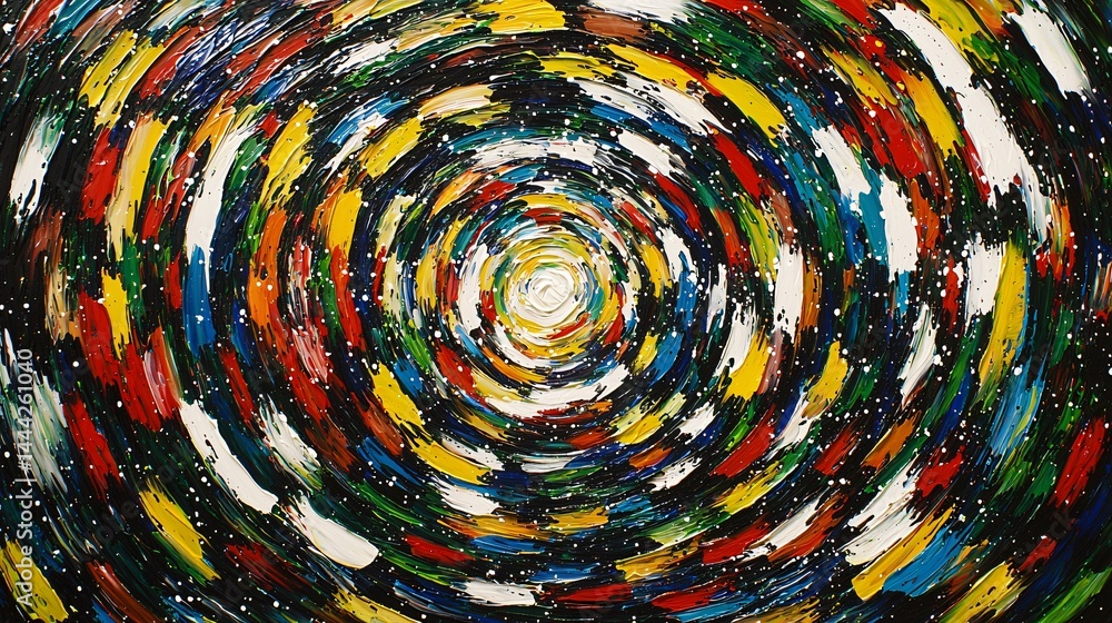 Poster enigmatic abstract painting of a spiral vortex with soft ambient glow creating a mesmerizing visual 