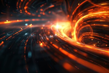 Obraz premium Abstract Vortex of Light, Digital Artwork Exploring Energy and Motion
