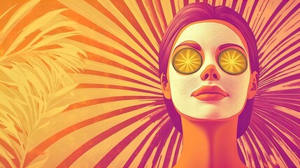 indulge in self-care: a serene spa poster featuring a woman with a face mask and cucumber slices, perfect for beauty routine inspiration in your wellness space!