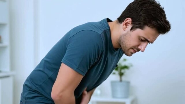 Man Suffering from Urinary Discomfort &ndash; Medical Concept of Urine Infection and Bladder Issues. Generative AI