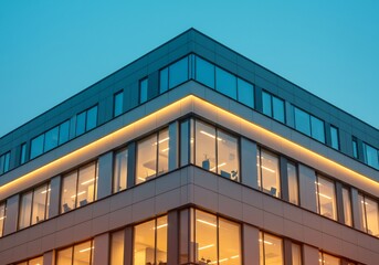 Obraz premium Bâtiment moderne nuit lumière chaude éclairage élégant. AI Generated