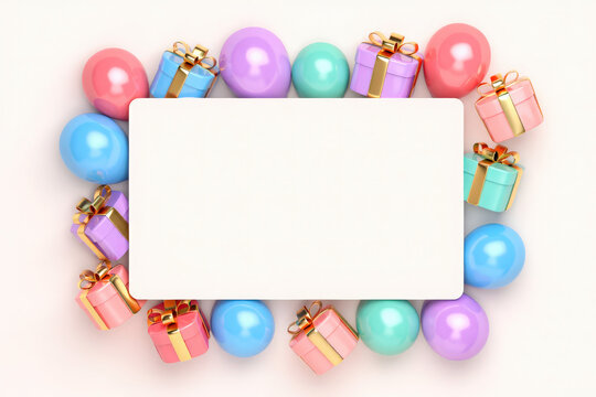 Minimalist birthday banner with empty central frame for inserting 'Happy Birthday' message