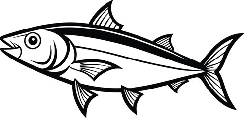 mackerel fish outline vector illustration  on white background 