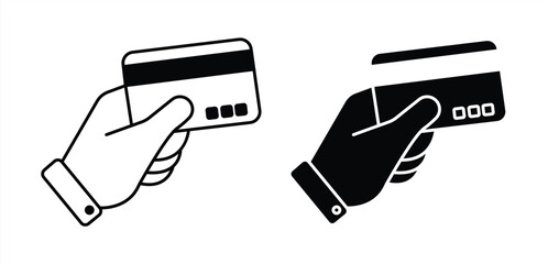 collection of Swipe hand credit card during purchase flat icons for apps and websites. vector illustration
