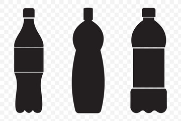 Bottle icon set illustration. bottle sign and symbol Plastic bottle black icon set. Vector flat style sign illustration on Transparent Background. EPS 10.