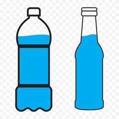 Bottle icon Thin line art isolated Water bottle with liquid drop icon on Transparent Background. EPS 10.