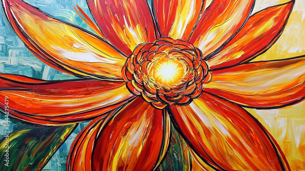 Poster ethereal painting of a flower with bizarre forms and abstract art illumination creating a dreamlike 