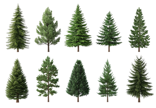 set of christmas trees